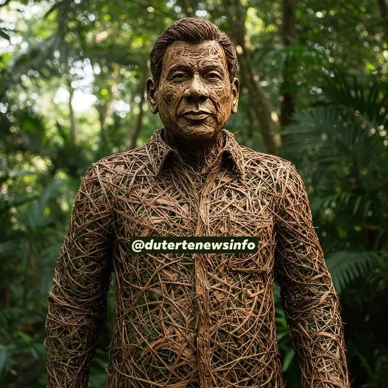 Duterte Sculpture In Lush Forest