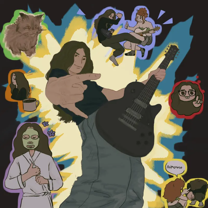 Dynamic Guitar Scene Illustration