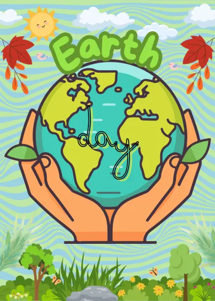 Earth Day Illustration With Hands
