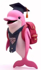 Educated Pink Dolphin Illustration