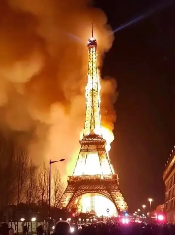 Eiffel Tower Fire Illustration