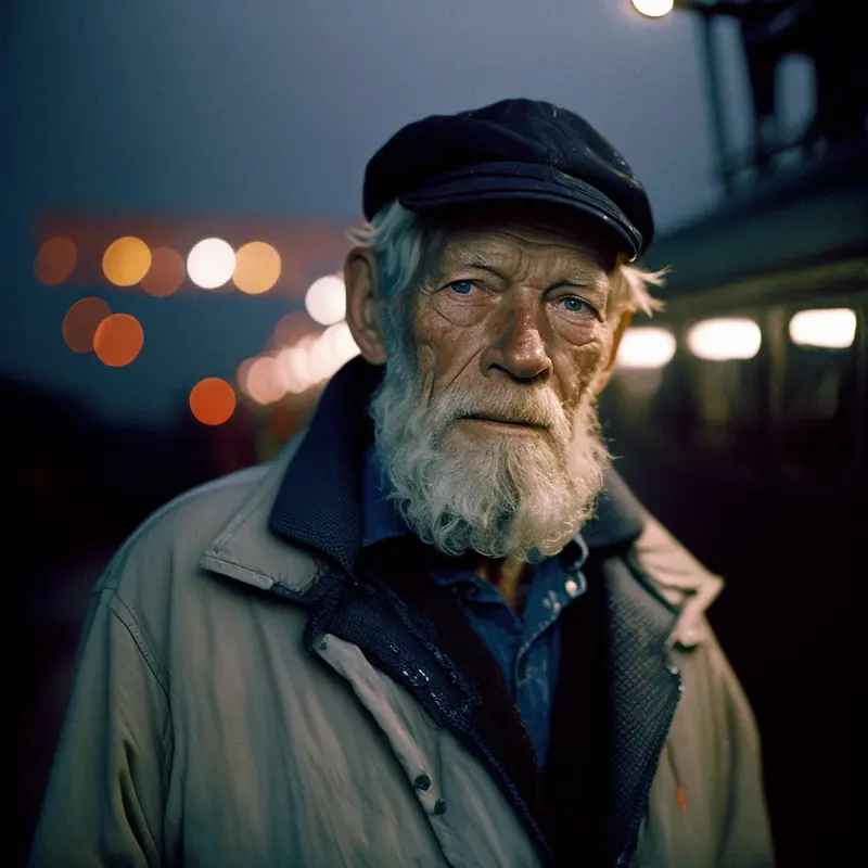 Elderly Man At Night