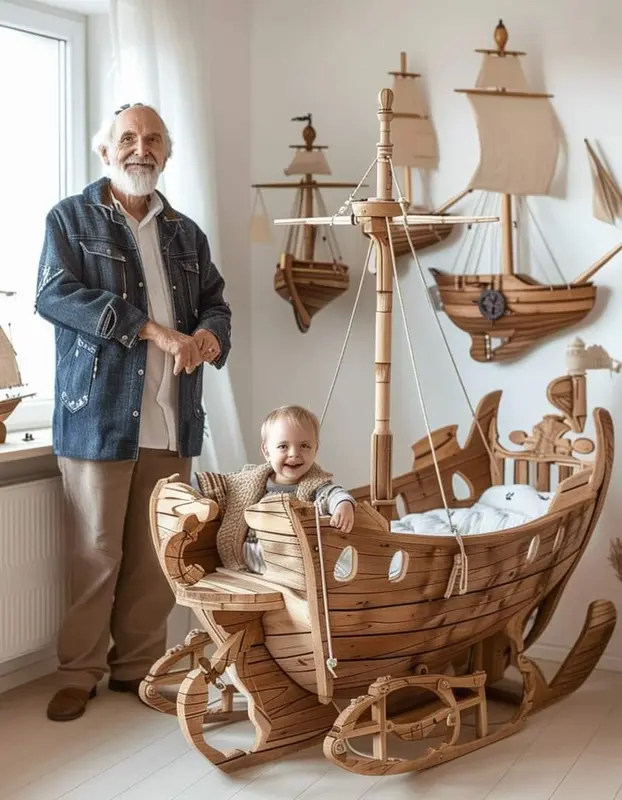 Elderly Man With Boat Cradle