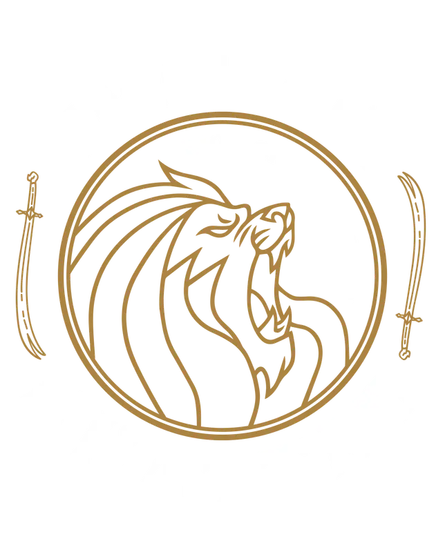 Emblem With Roaring Lion Illustration
