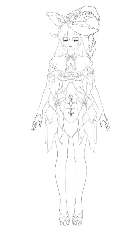 Fantasy Character Line Art