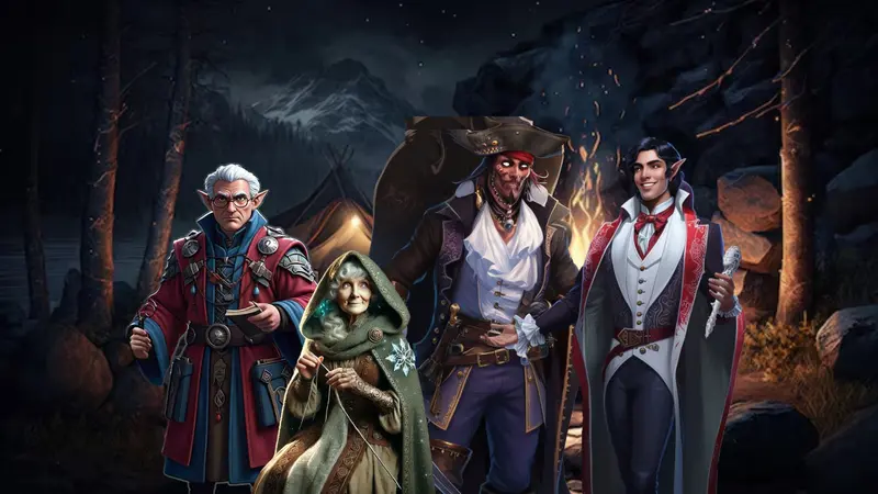 Fantasy Characters In Moonlit Forest