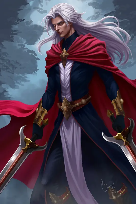 Fantasy Warrior With Swords