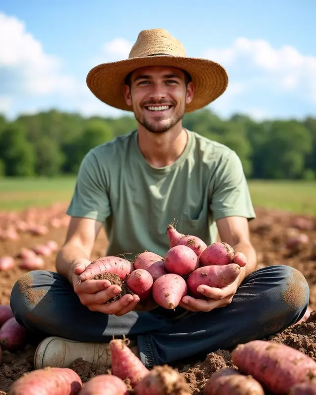 Farmer With Sweet Potatoes