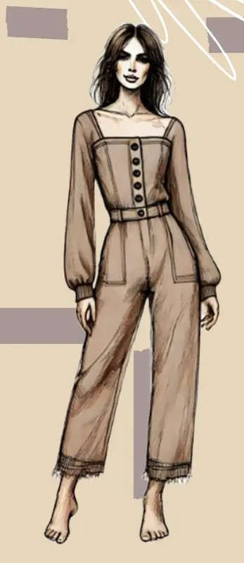 Fashion Sketch Brown Jumpsuit