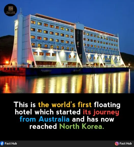 Floating Hotel Illuminated At Night