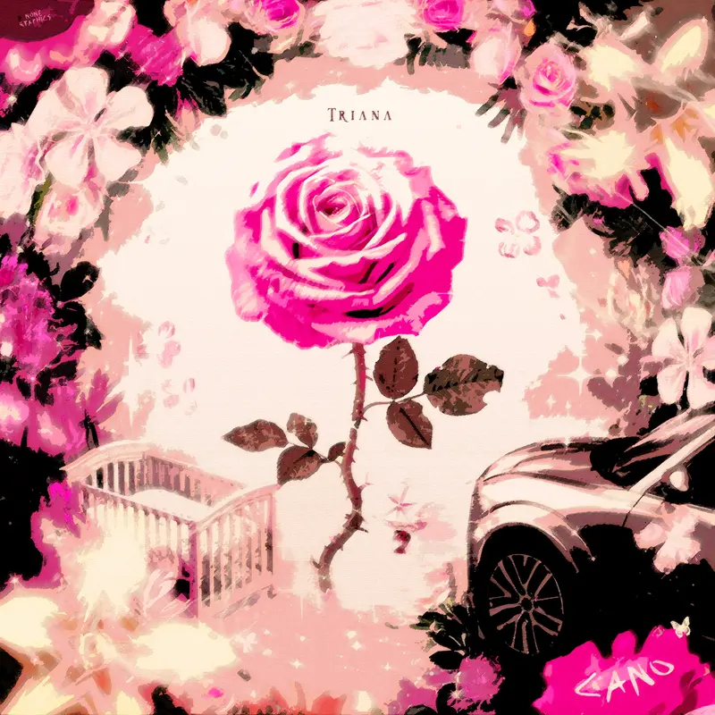 Floral-centered Abstract Composition