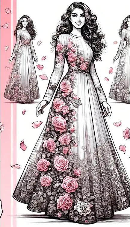 Floral Embellished Gown Illustration