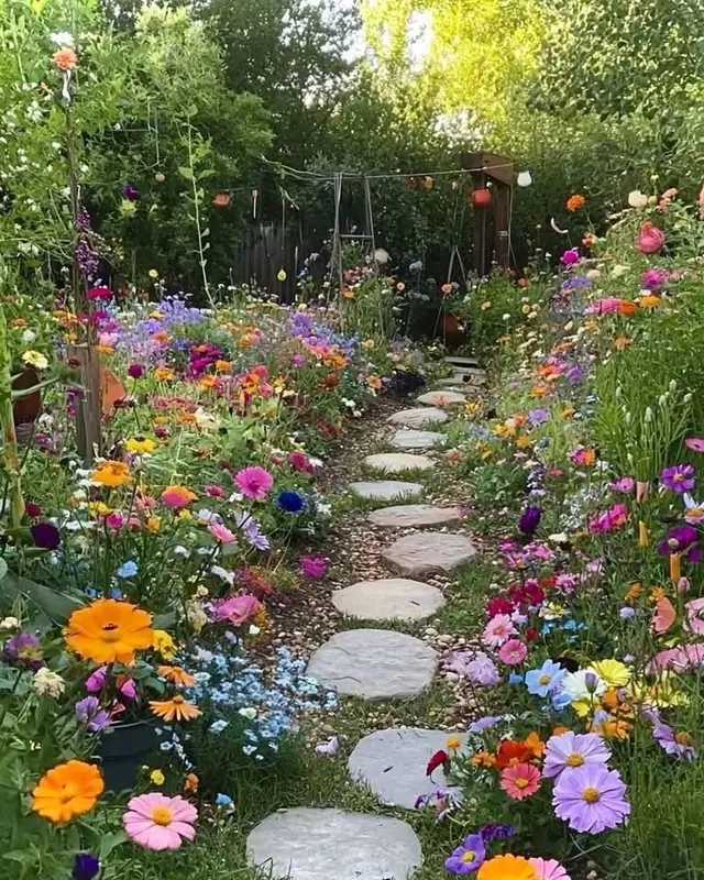 Flowering Garden Path, AI Generated