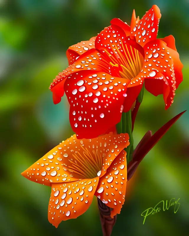 Flowers With Raindrops Illustration