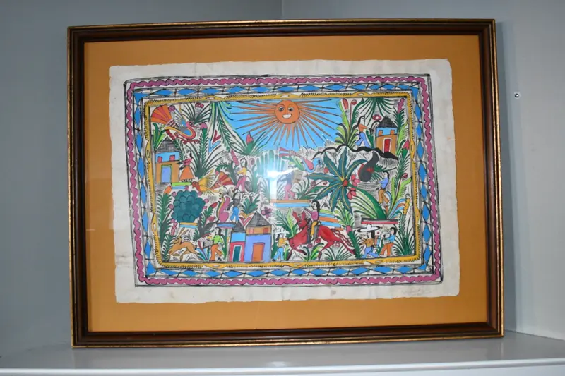 Framed Vibrant Traditional Painting