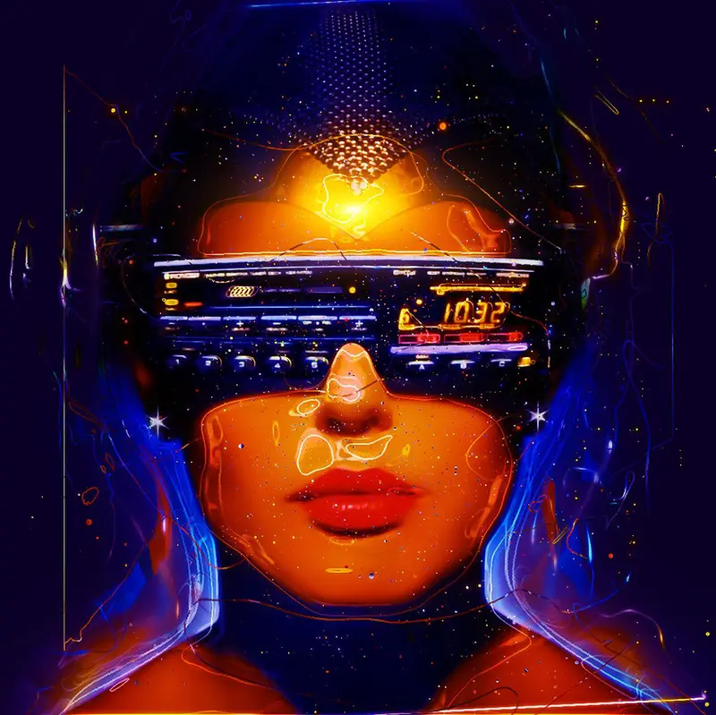 Futuristic Face With Neon Visor