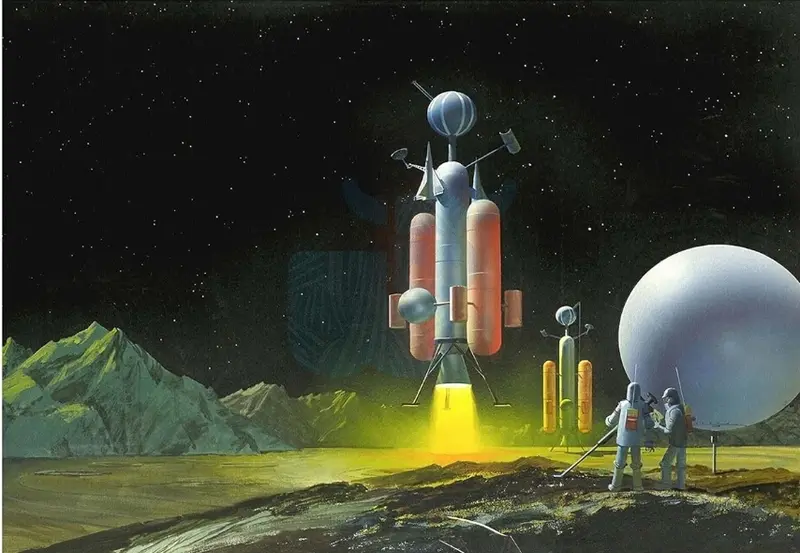 Futuristic Lunar Landscape Illustration