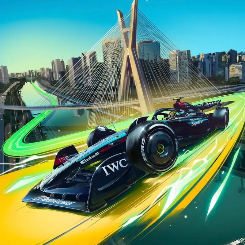 Futuristic Race Car Cityscape