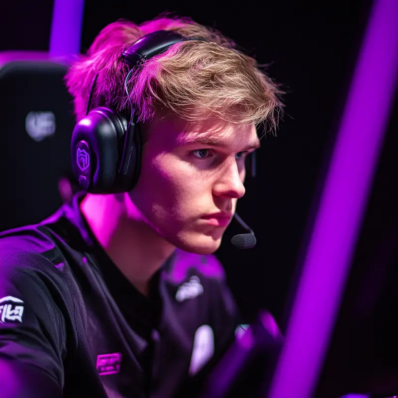 Gamer Wearing Headset Focused