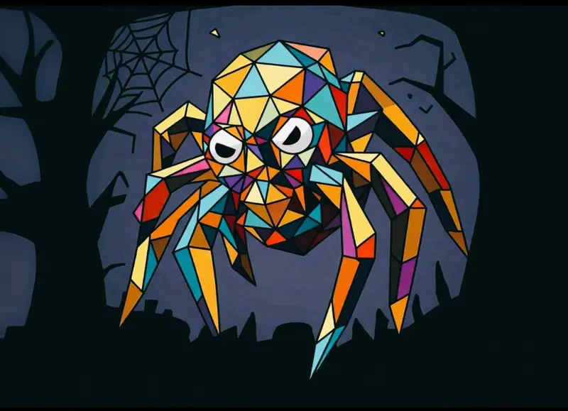 Geometric Colorful Spider Design