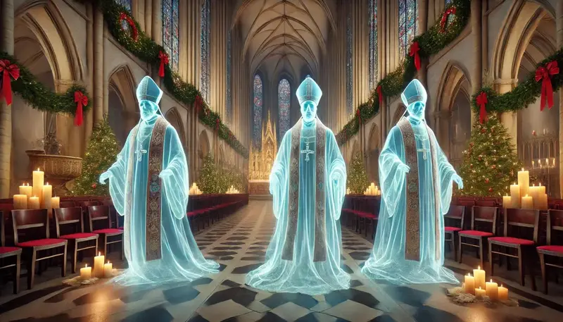 Ghostly Bishops In Cathedral