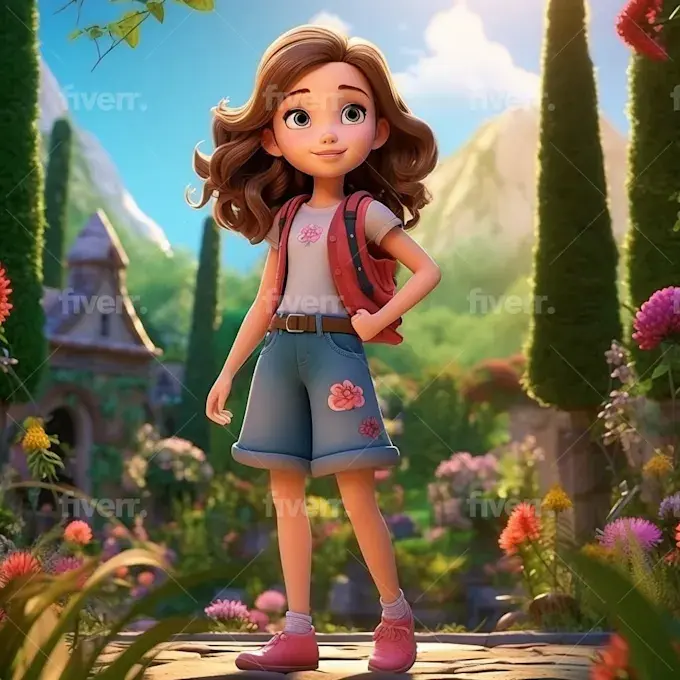 Girl In Vibrant Garden