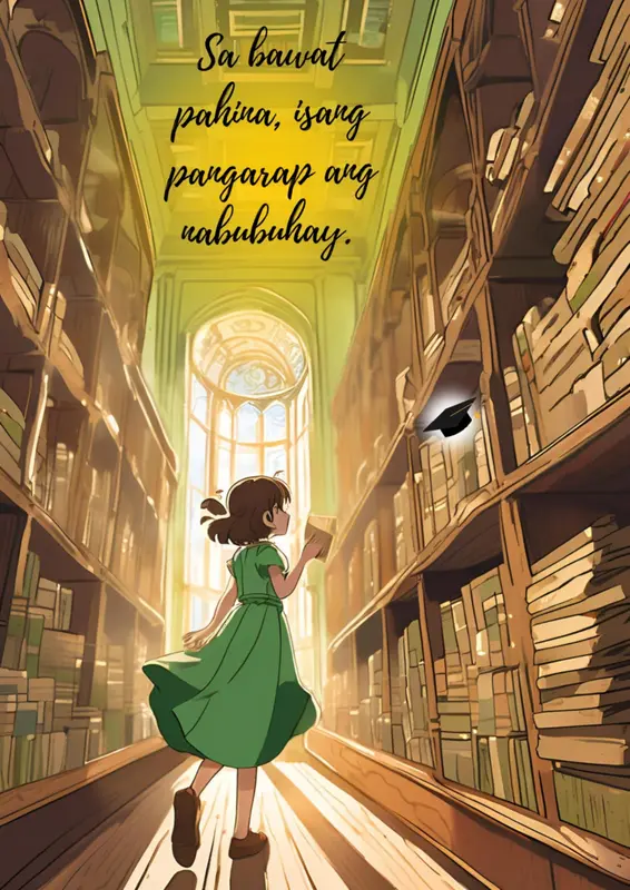 Girl Reading In Library