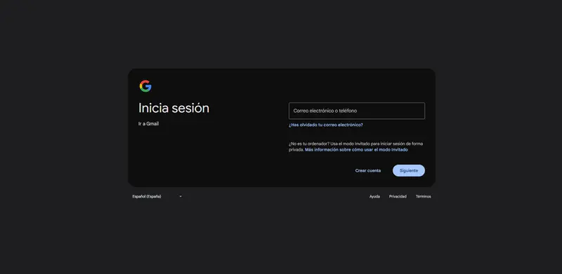 Google Login Page Mockup