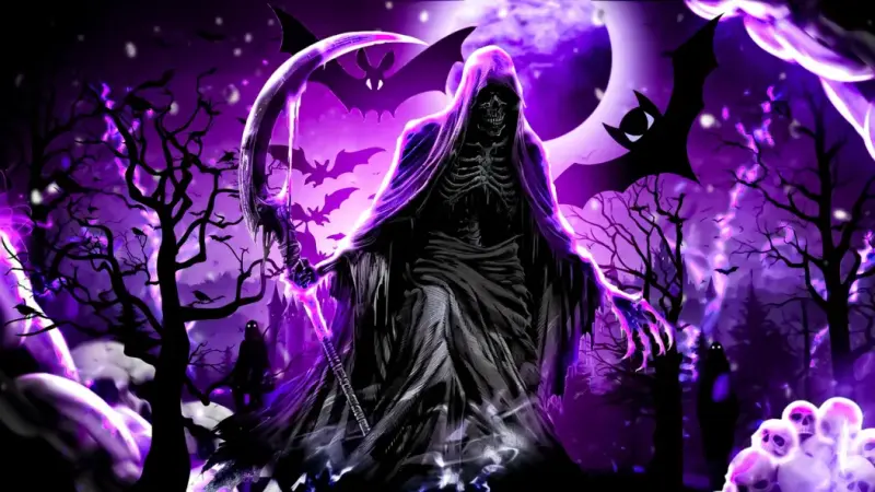 Grim Reaper In Purple Night