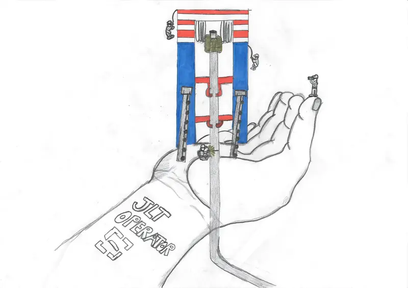 Hand Holding Factory Illustration