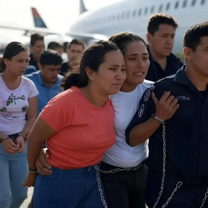 Handcuffed Individuals At Airport