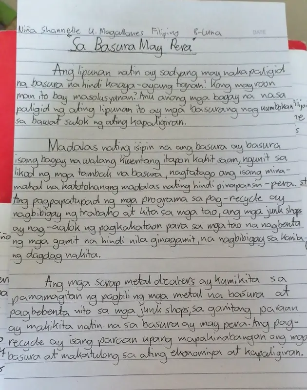 Handwritten Essay On Recycling
