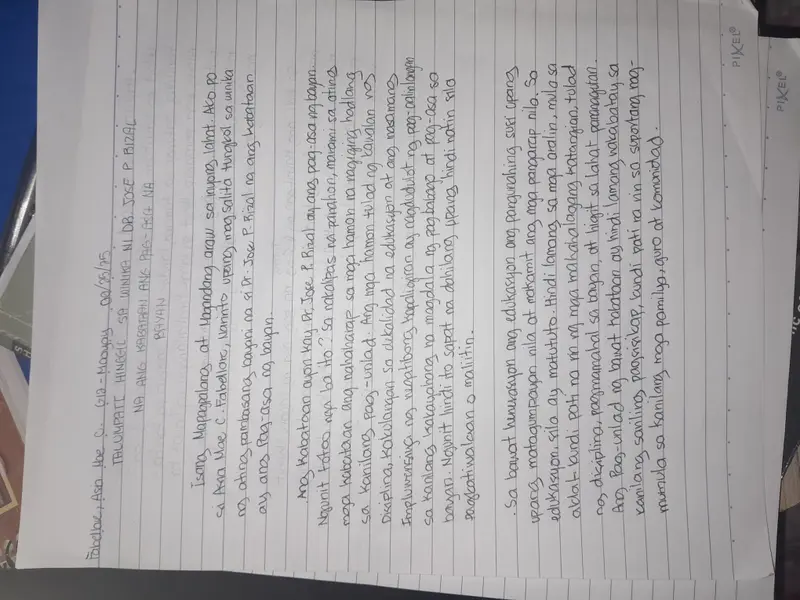 Handwritten Filipino Emotional Letter