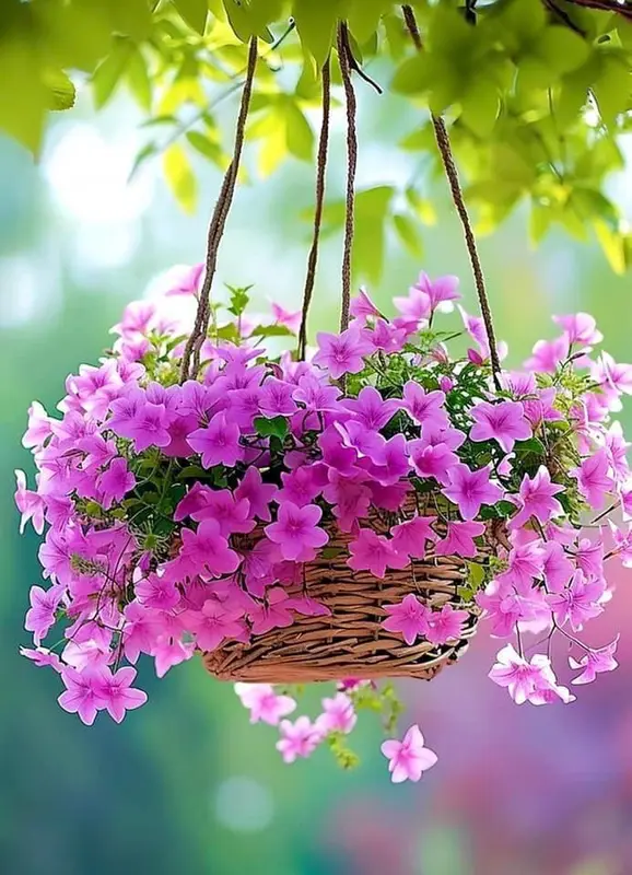 Hanging Basket Of Pink Flowers
