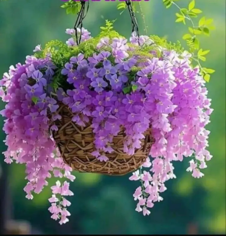 Hanging Basket With Purple Flowers