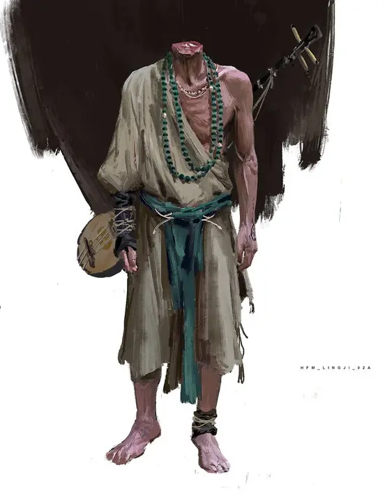 Headless Monk With Instrument