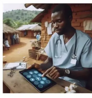 Healthcare Worker With Tablet Rural