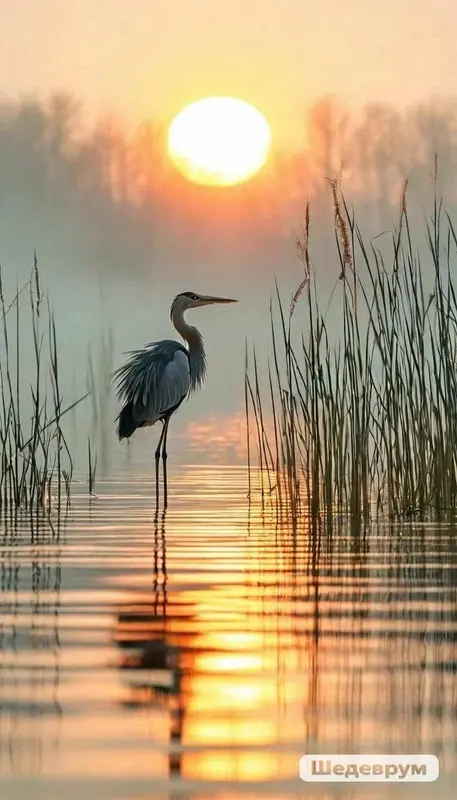 Heron Sunrise On The Water