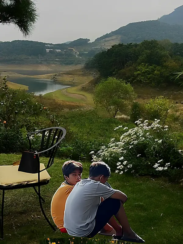 Hillside Scenery With Seated Individuals