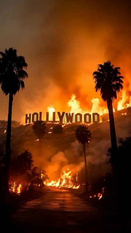 Hollywood Sign Engulfed In Flames