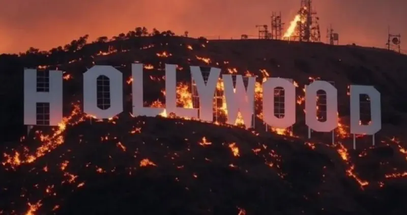 Hollywood Sign In Flames