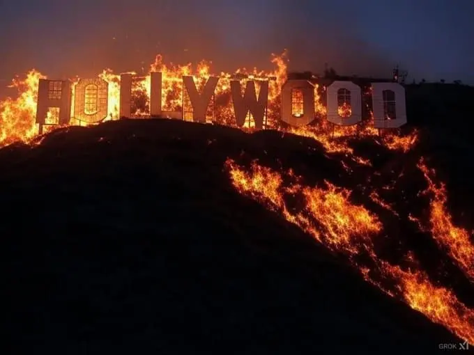 Hollywood Sign On Fire