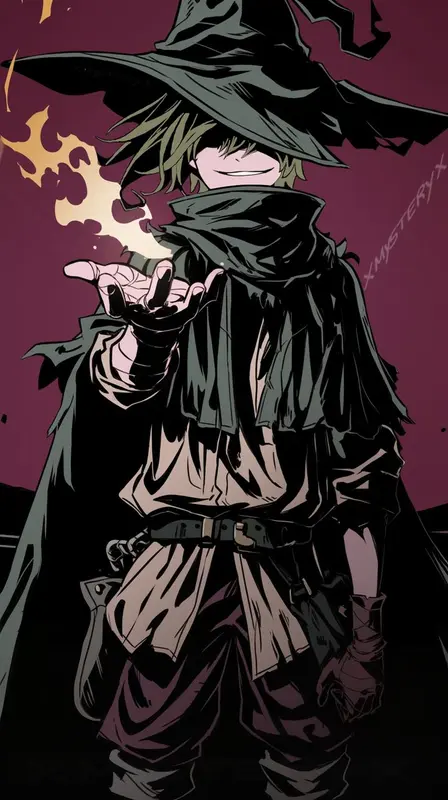 Hooded Wizard Casting Spell