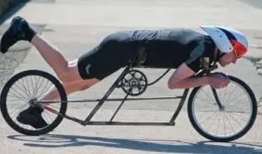 Horizontal Cyclist On Unique Bike
