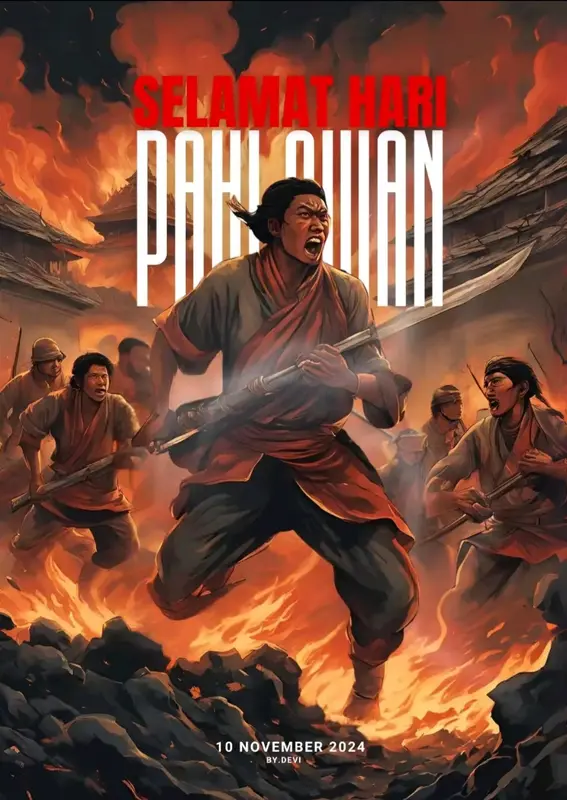 Illustrated Soldiers In Fiery Battle