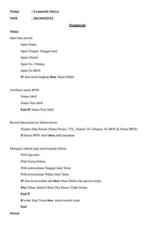 Indonesian Pseudocode For Patient Data