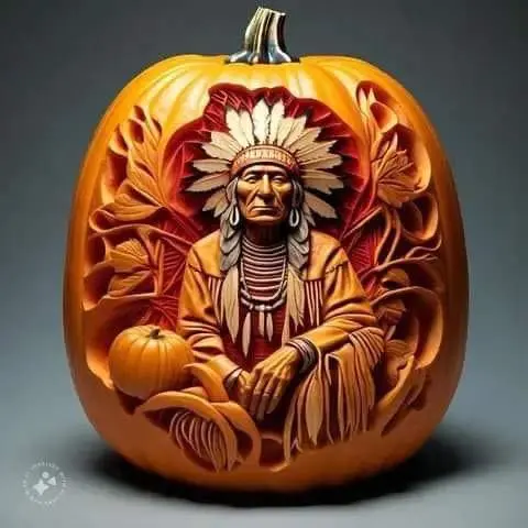 Intricately Carved Pumpkin Art