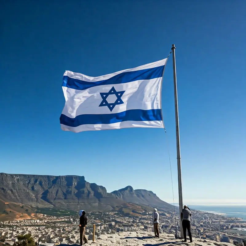 Israeli Flag On Mountain Viewpoint