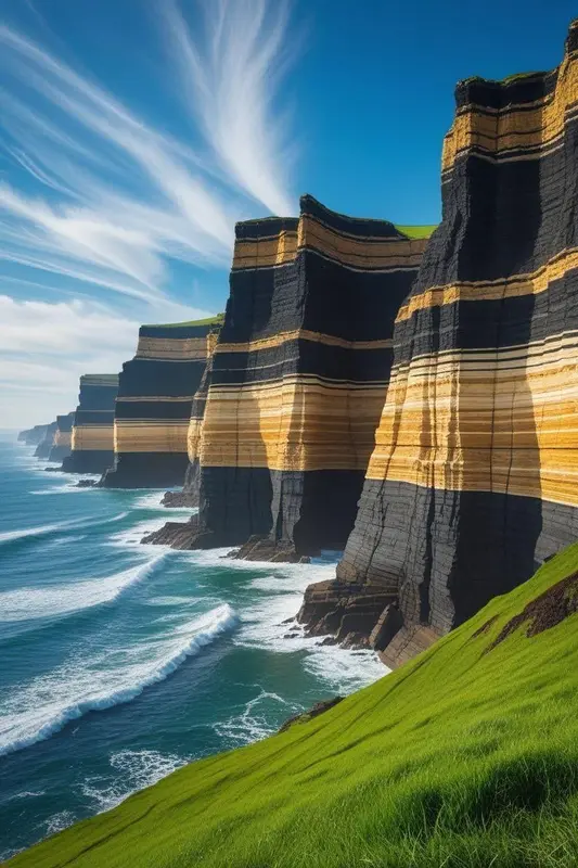 Layered Cliffside Ocean View