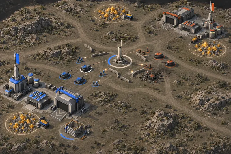 Likely AI-Generated: Isometric Real Time Strategy Game Scene